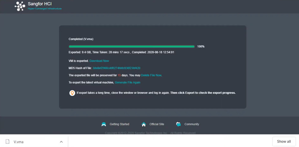 huong dan export virtual machine sangfor hci