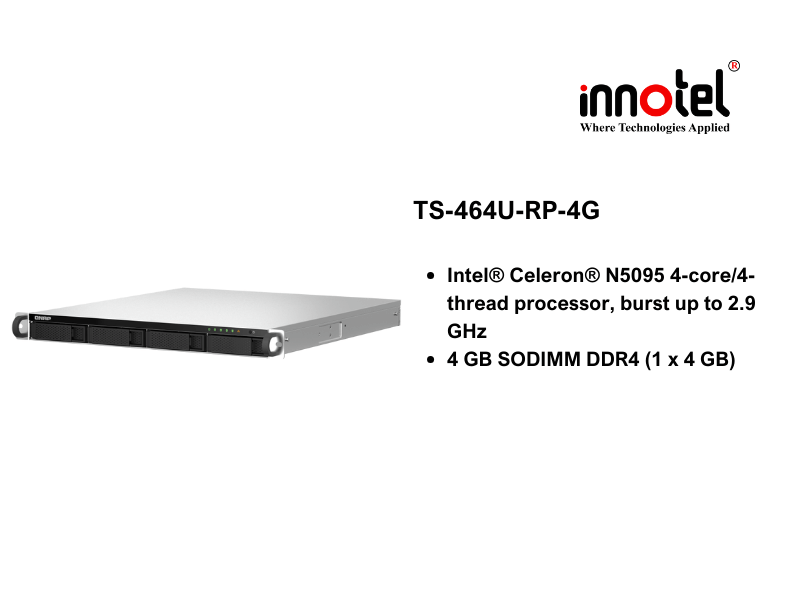 QNAP TS-464U-RP-4G - Thiết Bị Lưu trữ NAS QNAP TS-464U-RP-4G