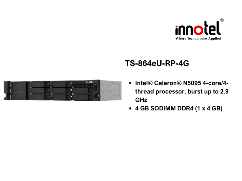 QNAP TS-864eU-RP-4G - Thiết Bị Lưu trữ NAS QNAP TS-864eU-RP-4G