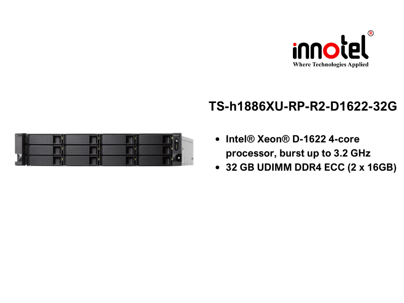 QNAP TS-h1886XU-RP-R2-D1622-32G - Thiết Bị Lưu trữ NAS QNAP TS-h1886XU-RP-R2-D1622-32G
