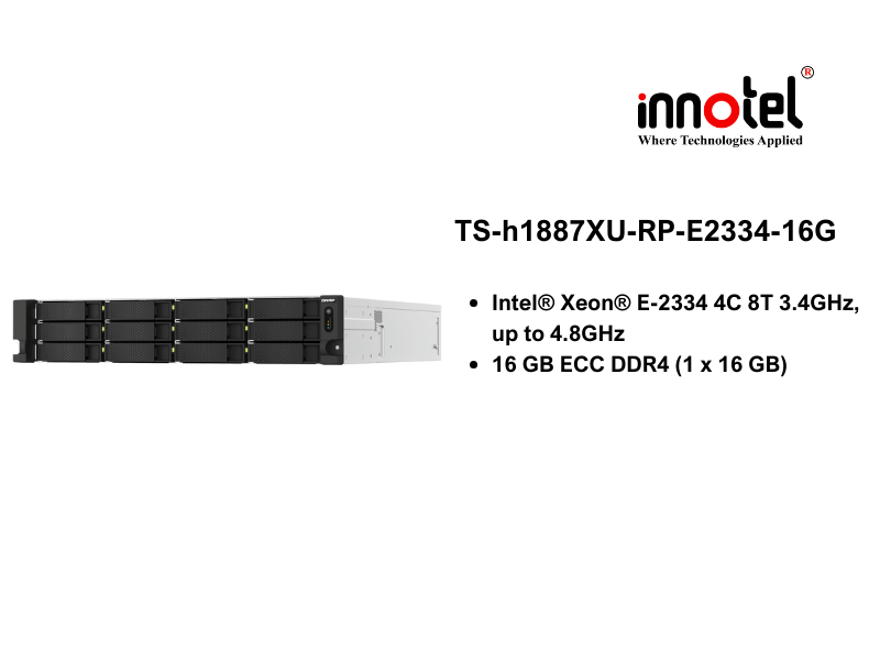 QNAP TS-h1887XU-RP-E2334-16G - Thiết Bị Lưu trữ NAS QNAP TS-h1887XU-RP-E2334-16G