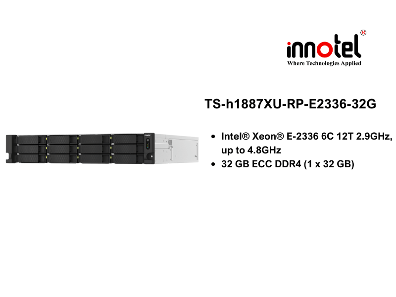 QNAP TS-h1887XU-RP-E2336-32G - Thiết Bị Lưu trữ NAS TS-h1887XU-RP-E2336-32G