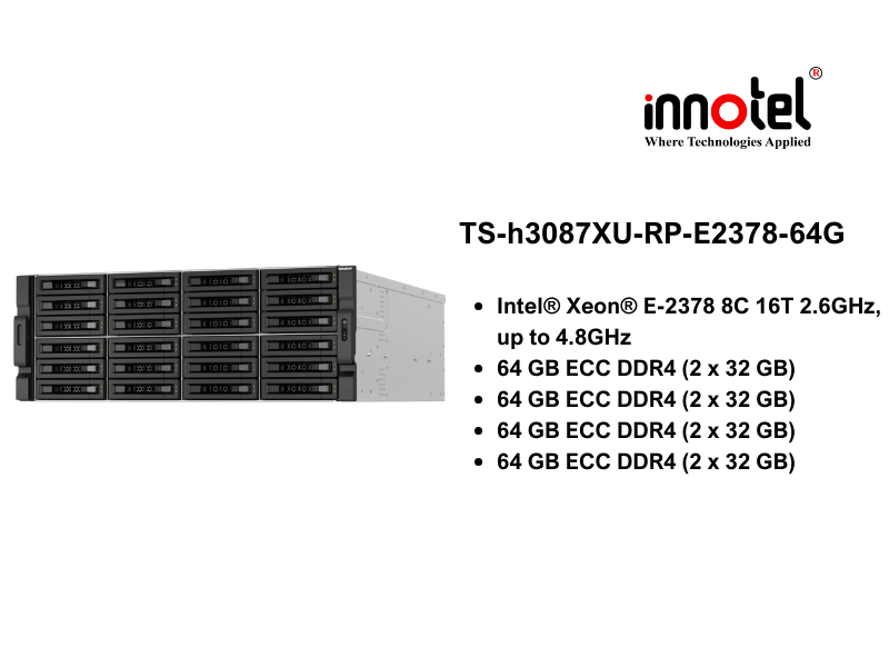 QNAP TS-h3087XU-RP-E2378-64G - Thiết Bị Lưu trữ NAS QNAP TS-h3087XU-RP-E2378-64G