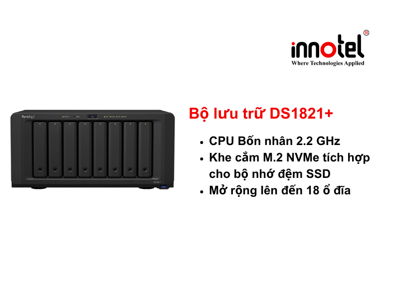 Synology DS1821+ - Thiết bị lưu trữ SAN/NAS DiskStation DS1821+ Tower Storage