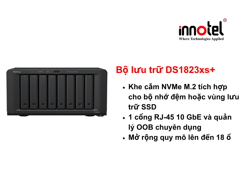 Synology DS1823xs+ - Thiết bị lưu trữ SAN/NAS DiskStation DS1823xs+ Tower Storage