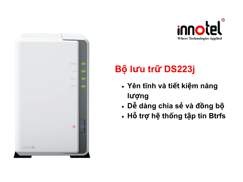 Synology DS223j - Thiết bị lưu trữ SAN/NAS DiskStation DS223j Tower Storage