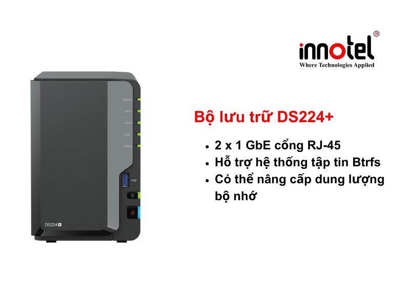 Synology DS224+ - Thiết bị lưu trữ SAN/NAS DiskStation DS224+ Tower Storage