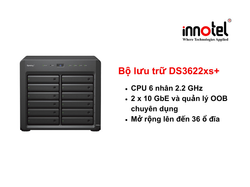Synology DS3622xs+ - Thiết bị lưu trữ SAN/NAS DiskStation DS3622xs+ Tower Storage
