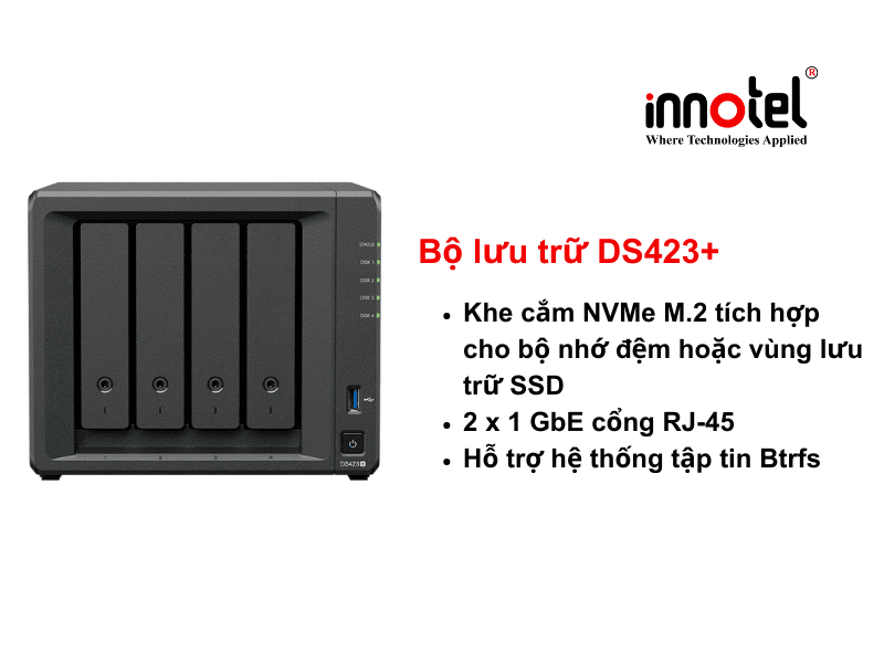 Synology DS423+ - Thiết bị lưu trữ SAN/NAS DiskStation DS423+ Tower Storage