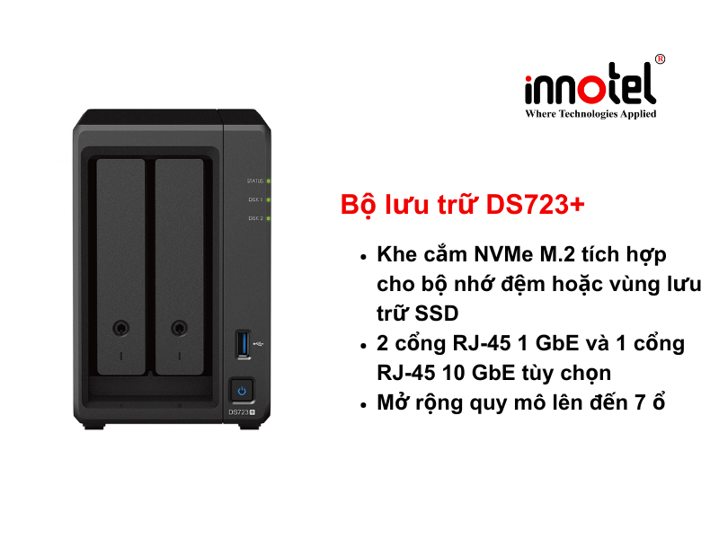 Synology DS723+ - Thiết bị lưu trữ SAN/NAS DiskStation DS723+ Tower Storage