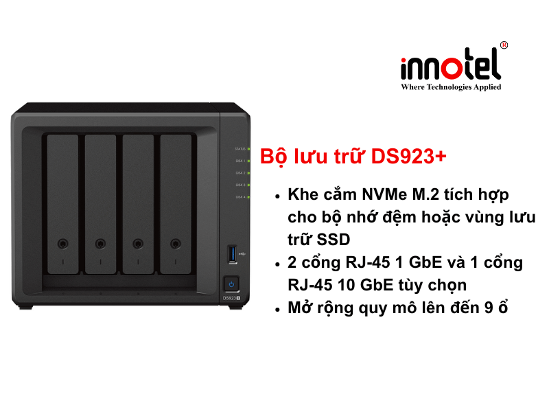 Synology DS923+ - Thiết bị lưu trữ SAN/NAS DiskStation DS923+ Tower Storage
