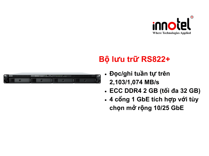 Synology RS822+ - Thiết bị lưu trữ SAN/NAS Synology NAS RackStation RS822+
