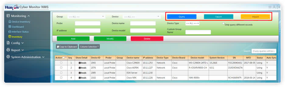 HwaCom Cyber Monitor - Giải pháp Quản lý Mạng Toàn diện Tính năng Devices Inventory